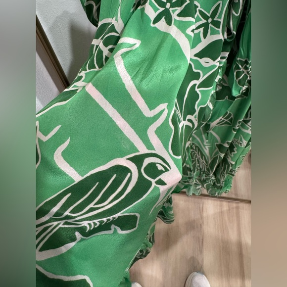 Farm Rio x Anthropologie Printed One-Shoulder Green Floral Ruffle Dress - Picture 7 of 9